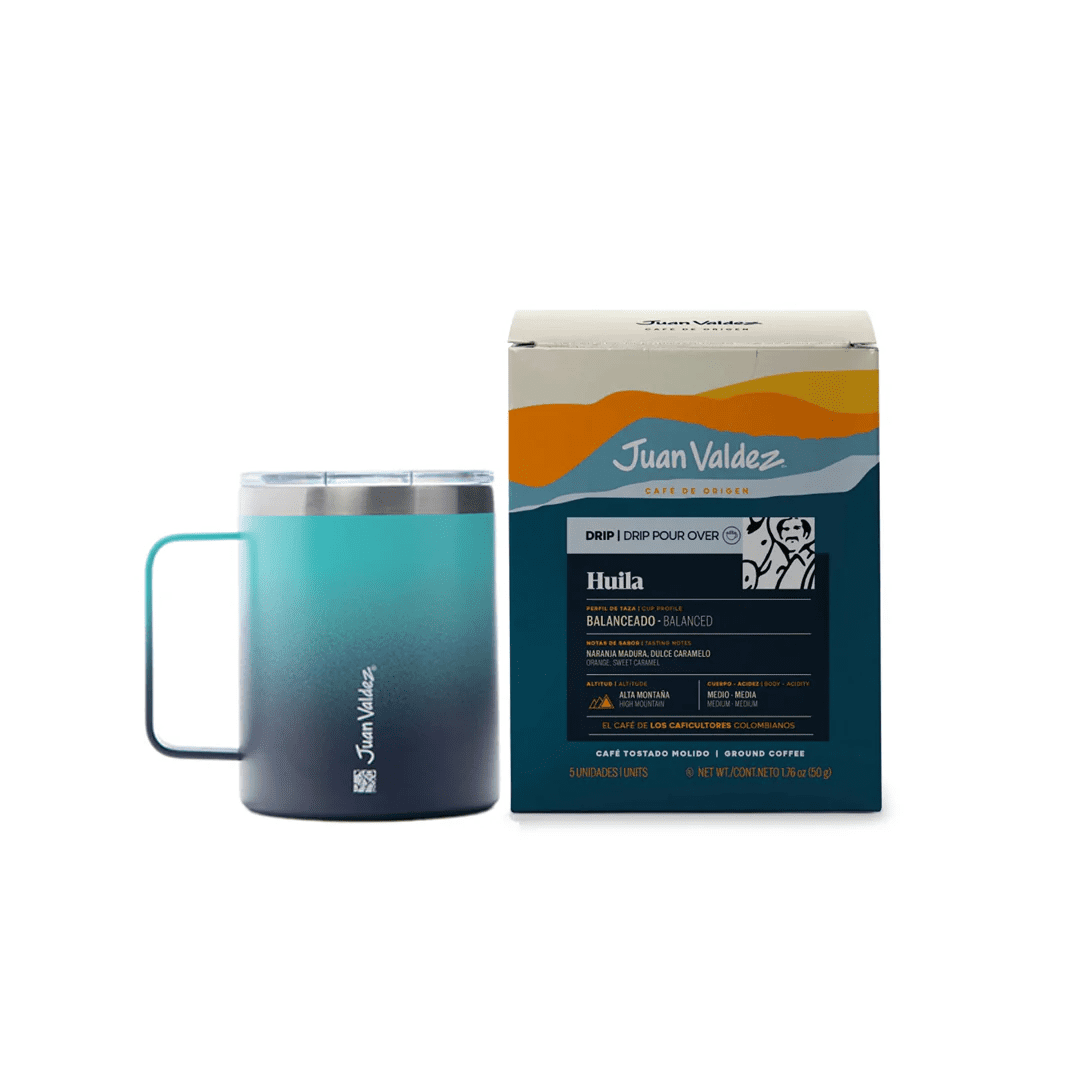 Kit Juan Valdez Drip: Mug Azul + Drips Sierra Nevada