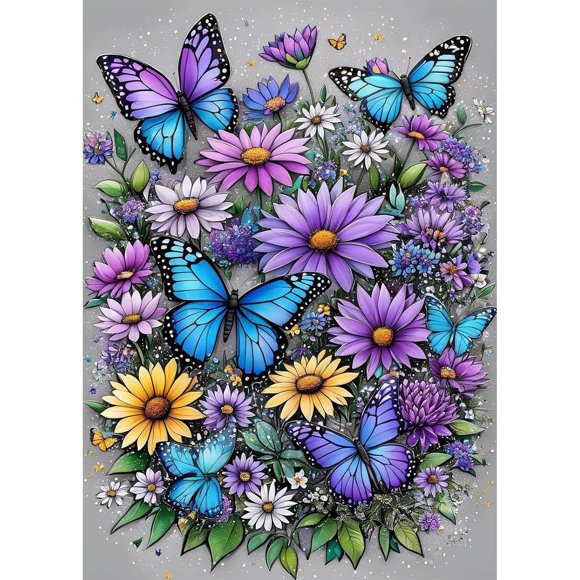 Kit de Arte con Diamantes Legrace 30x40 cm Mariposa y Flor 5D