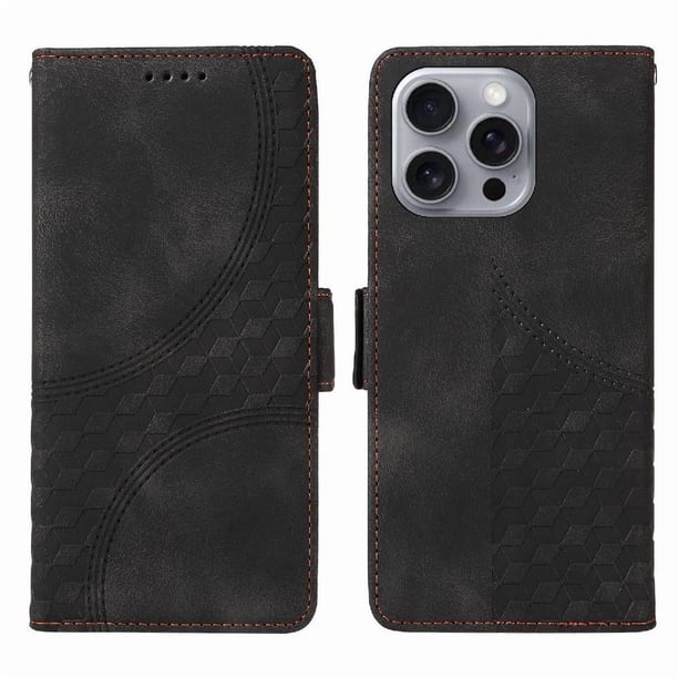 Carcasa FOXDOCK iPhone 16 Pro Max de cuero PU, diseño acolchado clásico, protección contra caídas y rayones