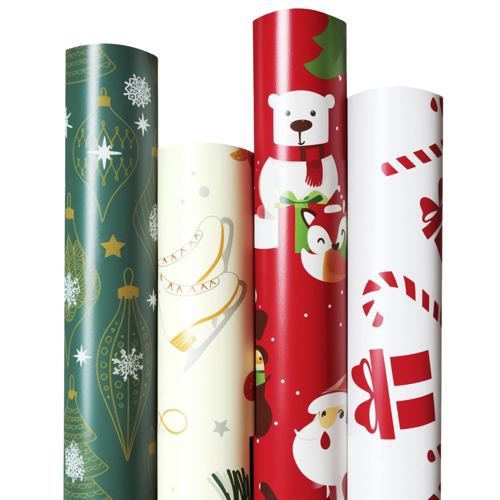 Papel De Regalo Navideño Zuffeloria, 4 Rollos, 17 X 5 M, Color Rojo Azulado