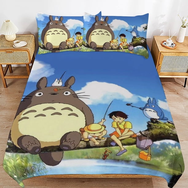 Totoro Comforter Set 3 Pieces Quilt Cover Set Soft Bedding Sets for All Seasons