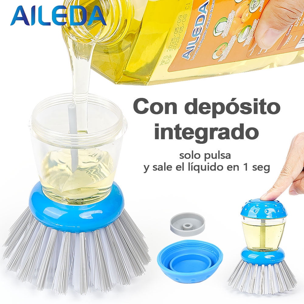 Aileda - Cepillo Para Lavar Platos Premium Con Dispensador De Jabón