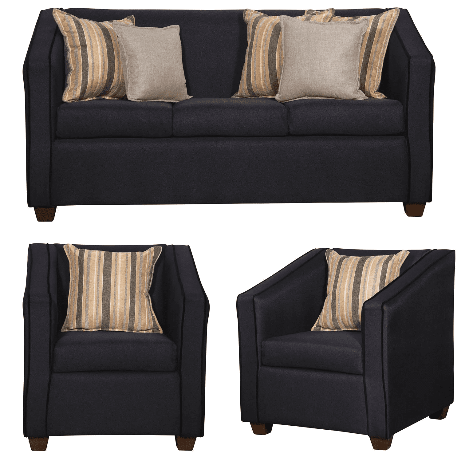 Ruzam Mobel - Juego De Living 3-1-1 Victorius Negro Lino