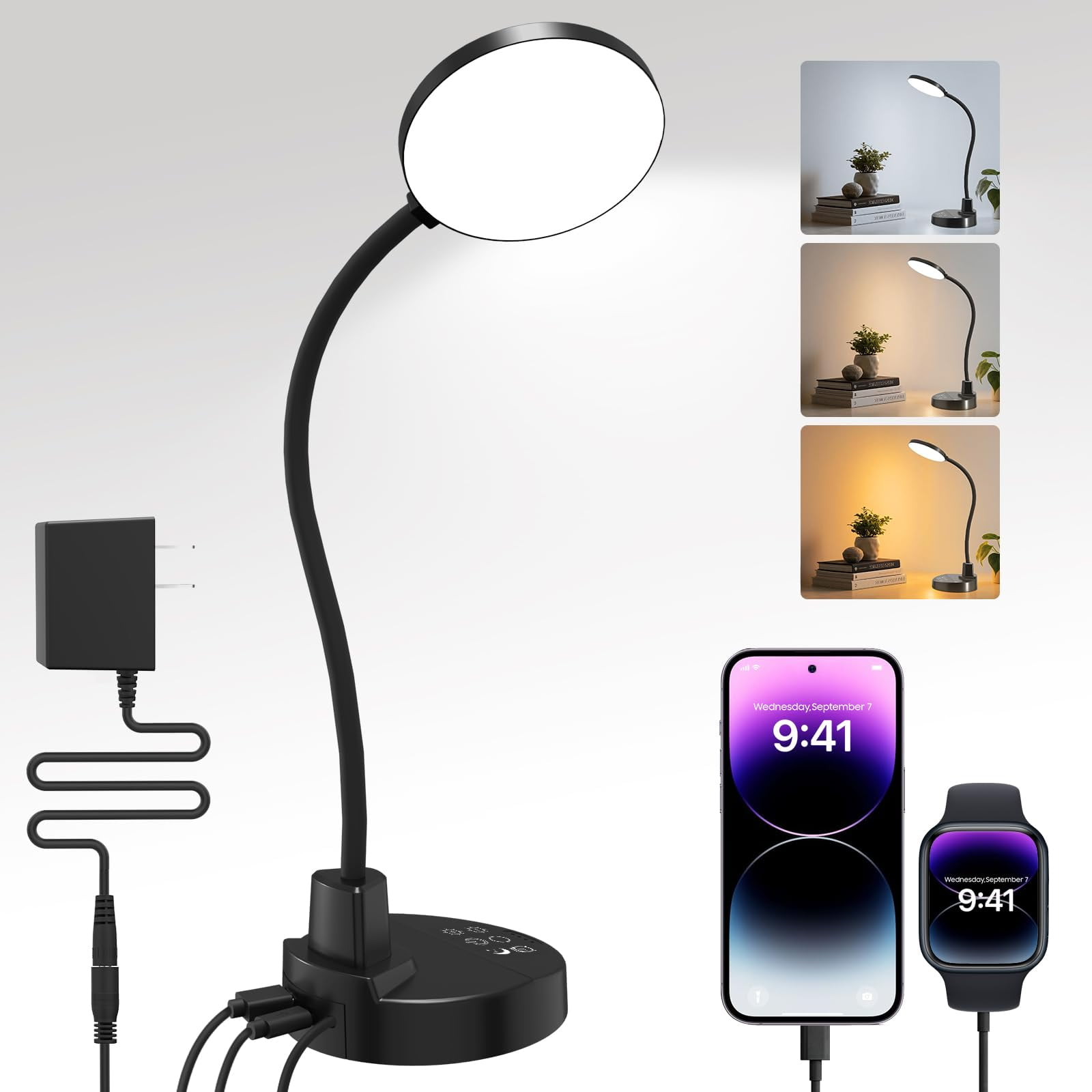 Lámpara Led De Escritorio Zaplit 15w Con Puertos De Carga Usb