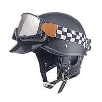 Magideal - Casco De Motocicleta De Cara Abierta, Casco De Media Cara, Casco De Bicicleta Con Gafas, Casco Retro, Casco De Scooter Para Adultos Y Hombres Negro Mate