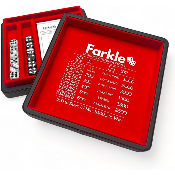 Luck Lab Farkle Dice Tray and Storage Case Red and Black