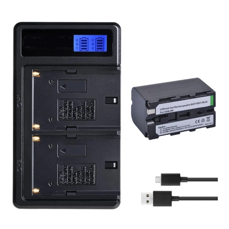 Genérico - Batería Np-F970 Np-F960 + Cargador Doble Bc-Vm10 Sony Alternativo