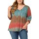 thumbnail image 1 of Agnes Orinda Blusas Casuales de Talla Grande para Mujer, Tops de Colegio con Rayas de Tie Dye, Cuello en V, Mangas 3/4, Túnica Multicolor 6X, 1 of 8