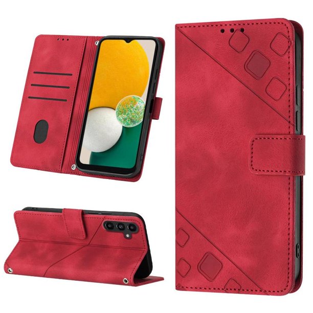 Funda Cartera para Samsung Galaxy A04 4G con Soporte y Ranuras, Resistente a Golpes y Rayones Rojo
