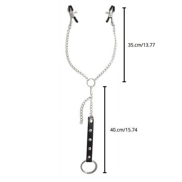 Excite Your Partner with This 1 Set BDSM Bondage Chain Nipple Clamps & Penis Ring Cock Rings Set!