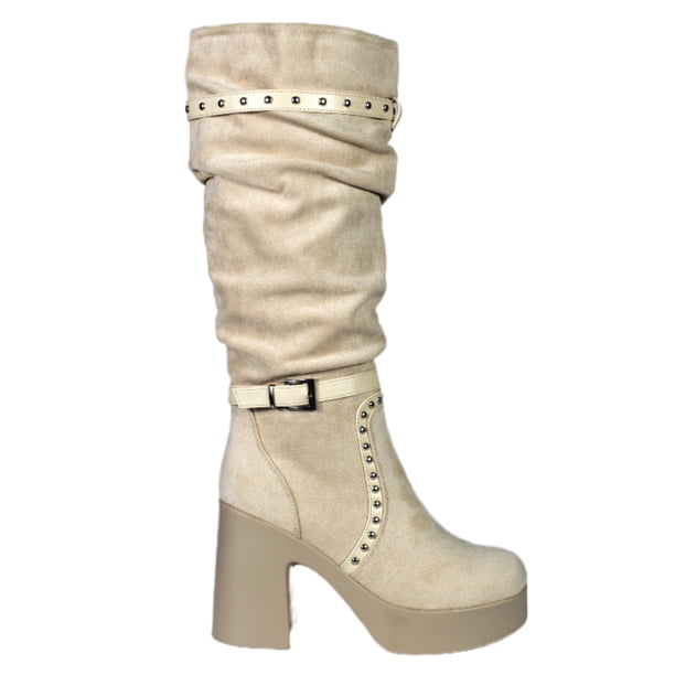 Bota Alta Gamuza Mujer 13 Yassne Beige