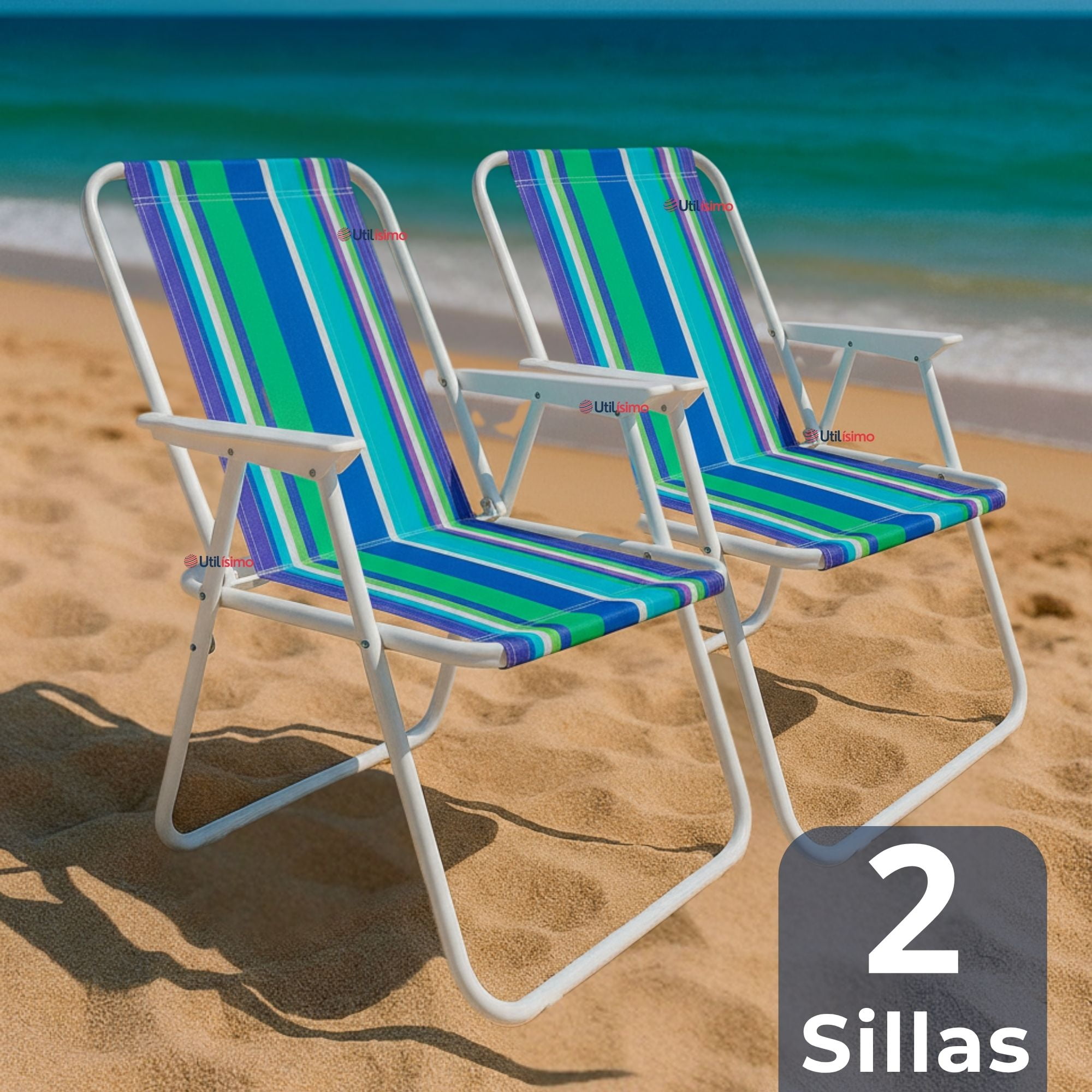 Line - Pack 2 Sillas Plegables Portátil Playa Camping Picnic Exteriores