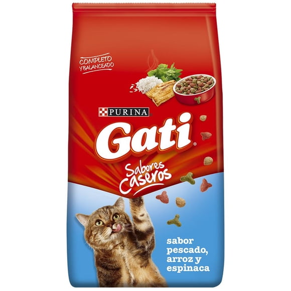 Alimento Seco Gato Adulto Sabor Pescado Arroz y Espinaca Bolsa, 8 Kg