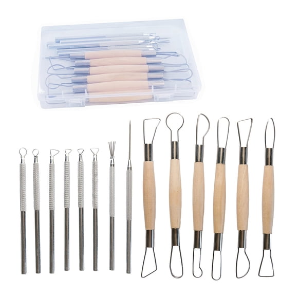 Juego de 14 herramientas de modelado para arcilla Ribbon Sculpting Tools Artzuvs con estuche de plás