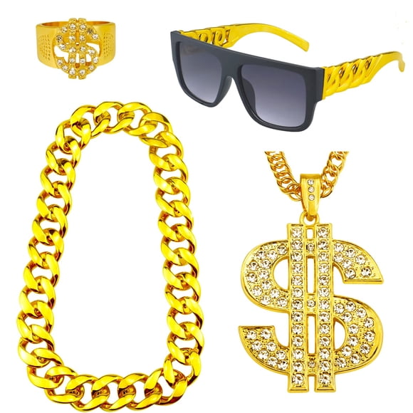 Accesorios de vestuario Riuziyi Hip Hop Gold de los años 80 y 90 para hombre y mujer