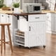 thumbnail image 2 of K&K 39.3" Farmhouse Kitchen Island with Drop Leaf, Kitchen Storage Island with Open Side Rack, One Drawer, Towel Rack, Rolling Kitchen Cart with Lockable Wheels for Lawn Garden, White, 2 of 3