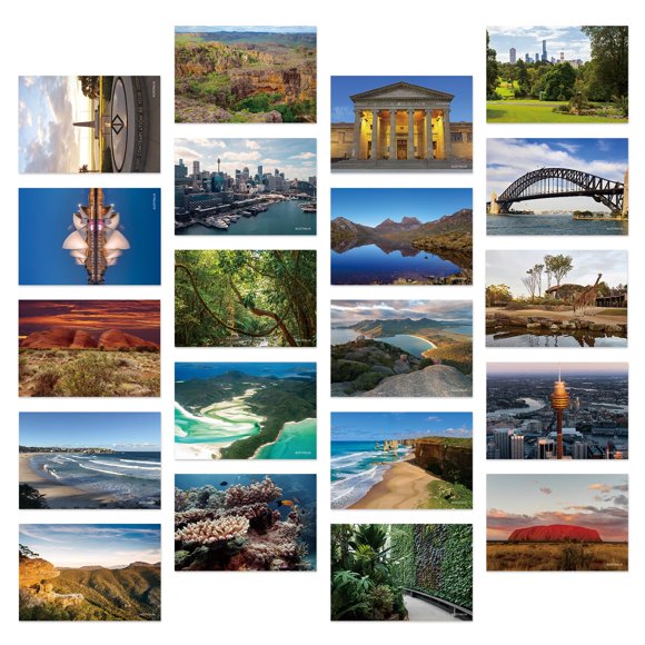 Postales Dear Mapper 20 piezas Paisajes de Australia 10x15 cm