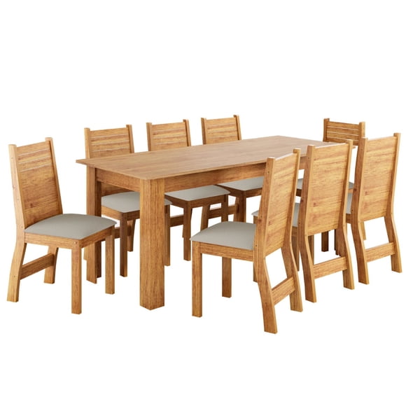 Juego Comedor Porto 8 Sillas Café Claro