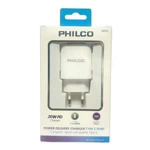 Philco - Cargador Usb C Carga Rapida Inteligente 20W Blanco