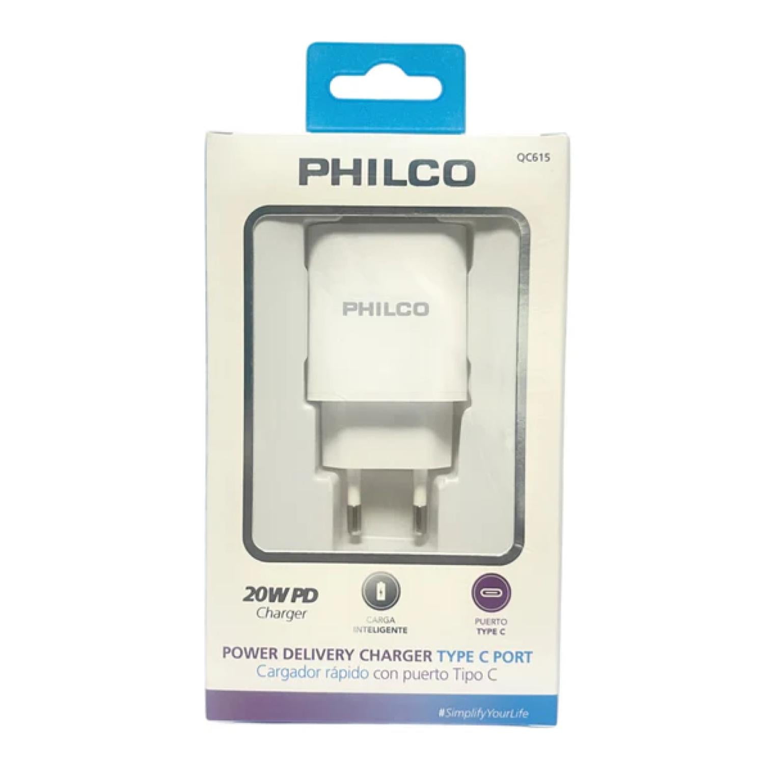 Philco - Cargador Usb C Carga Rapida Inteligente 20w Blanco