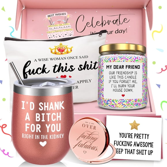 Set de regalo Yorktend Vaso de 350 ml con vela, espejo, pajita y cartulina