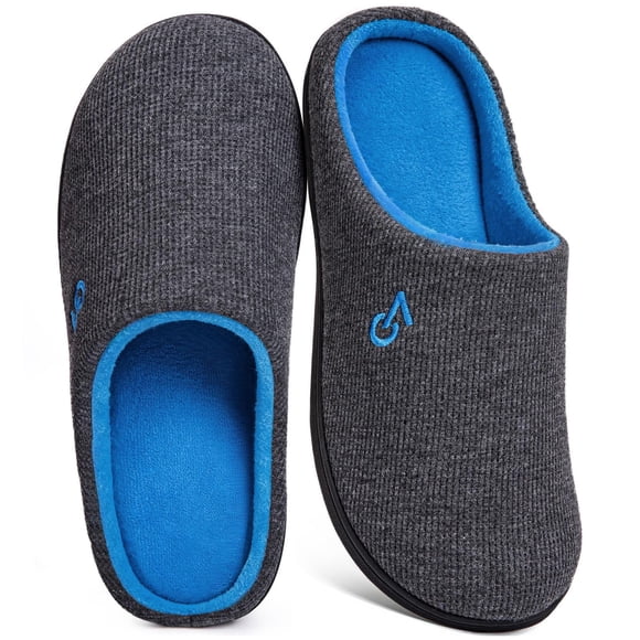 Zapatillas VeraCosy de espuma viscoelástica bicolor para hombre, gris oscuro/azul