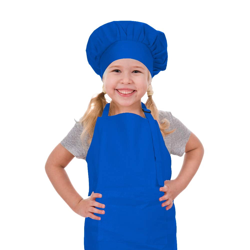 Set De Delantal Y Gorro De Chef Crjhns Para Niños, Ajustable, Algodón, Azul
