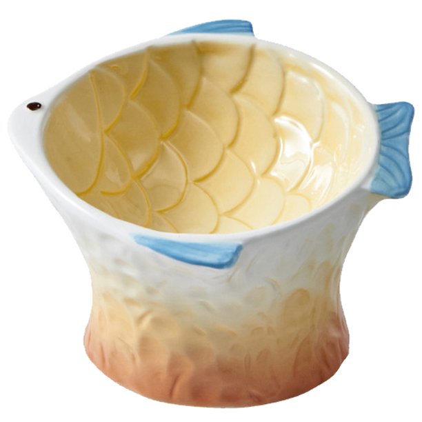 Cuenco de cerámica para gatos, utensilios para proteger las vértebras cervicales, olla para comer comida para gatos, cuenco para gatos con peces de colores