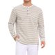 thumbnail image 1 of INSPIRE CHIC Camisas Henley a Rayas para Hombre de Regreso a Clases de Manga Larga con Botones Camisetas Casuales XL Beige, 1 of 6