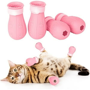 Veat00L - Botas Antiarañazos Para Gatos, 4 Piezas Zapatos Ajustables De Silicona Para Gatos Accesorios, Guantes Protectores De Uñas, Suministros Para Mascotas Para El Aseo De Gatos, Baño, Afeitado
