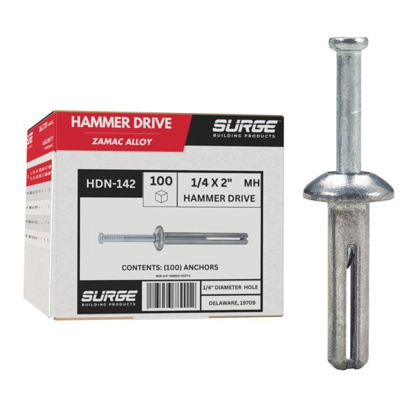 Anclaje con clavo Hammer Drive Surge BP 1/4 x 2 MH de acero al carbono