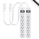 thumbnail image 1 of Power Strip GE 14833, paquete de 2 salidas con cable de 0,5 m, color blanco, 1 of 6