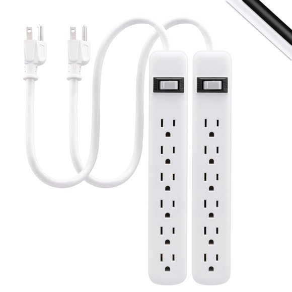 Power Strip GE 14833, paquete de 2 salidas con cable de 0,5 m, color blanco