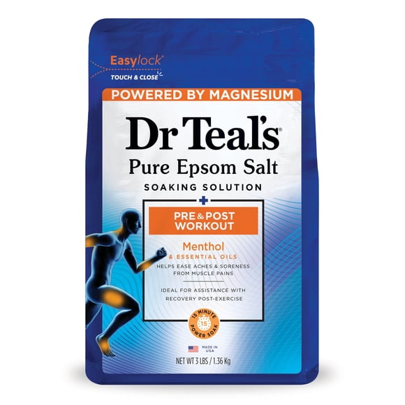 Remojo de magnesio y sal de Epsom Dr. Teal's para antes y después del entrenamiento, 1,36 kg