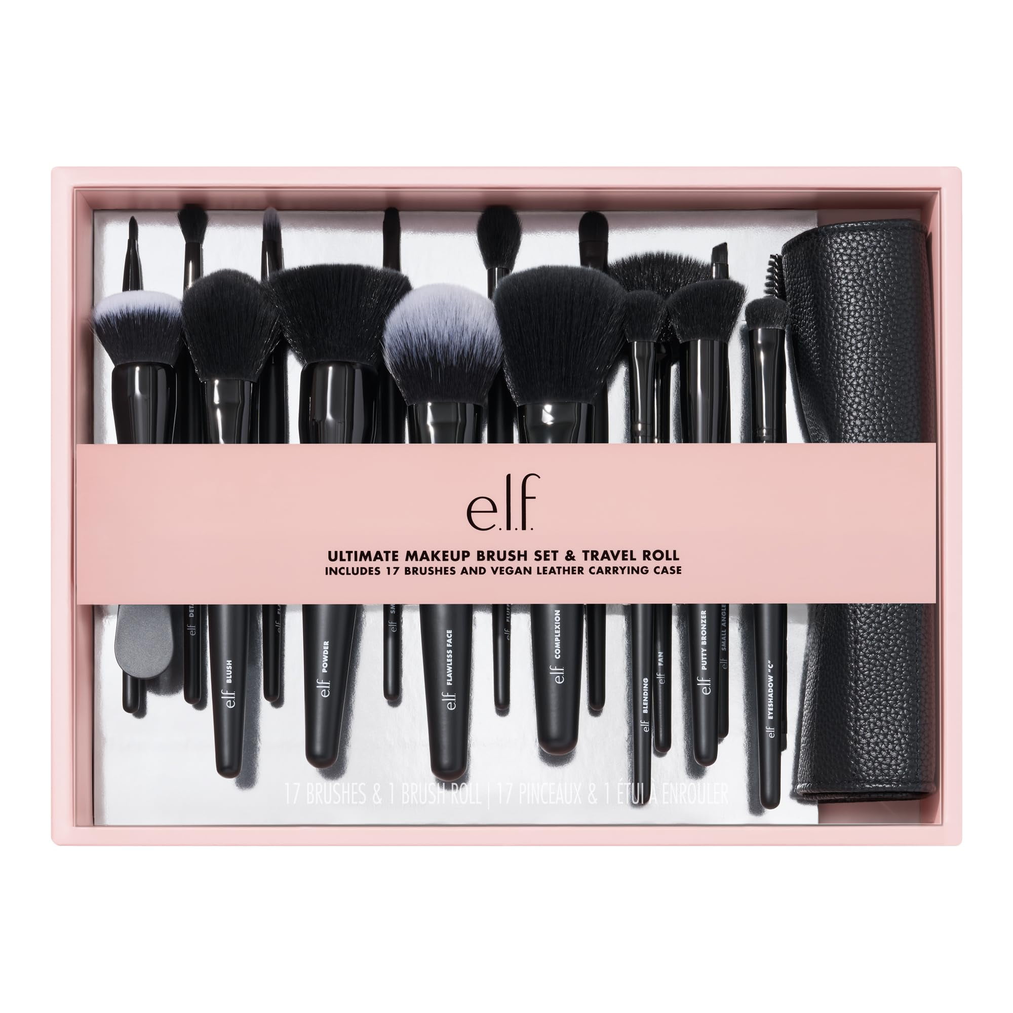 Set De Brochas De Maquillaje E.l.f. Ultimate De 17 Piezas Con Rollo De Viaje