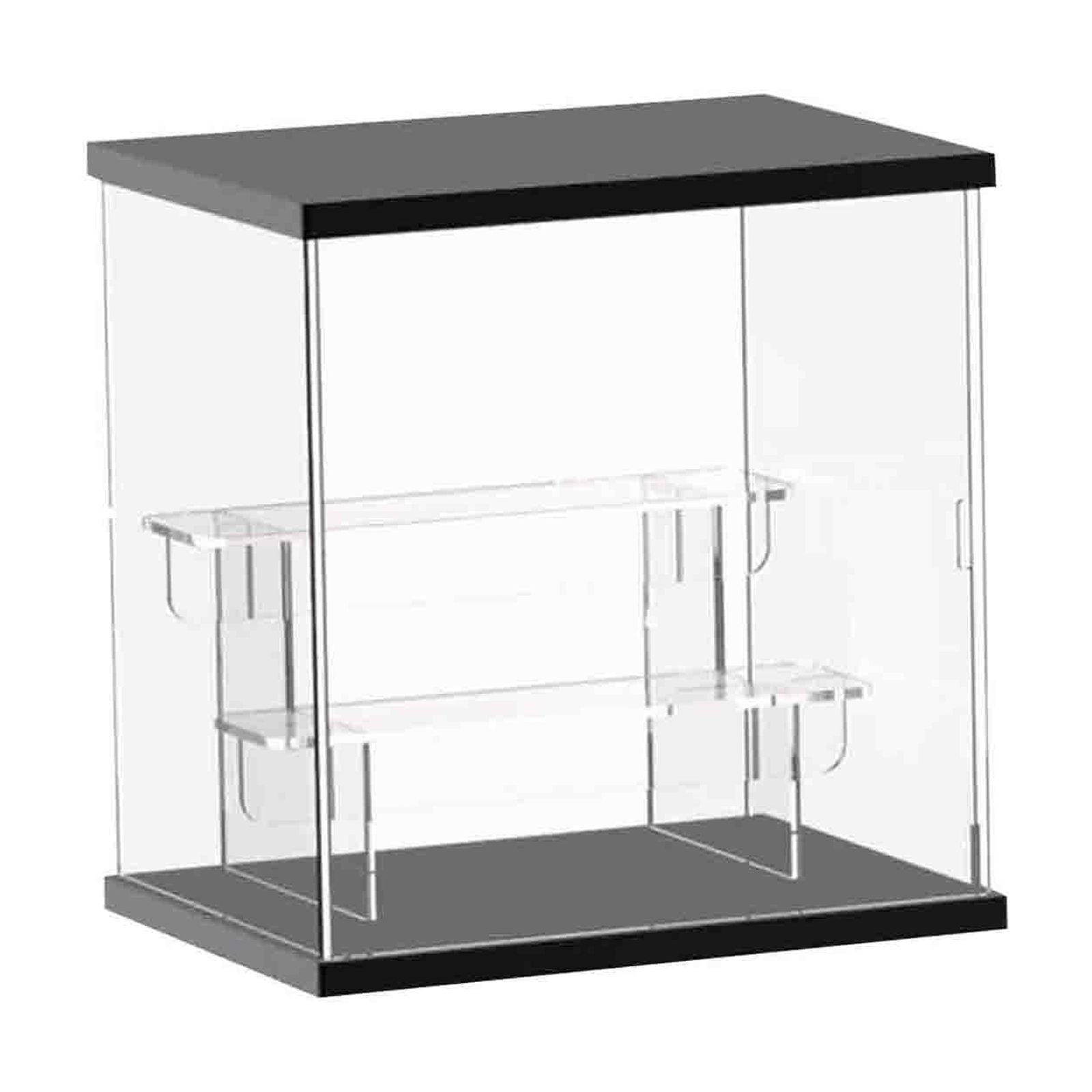 Magideal - Vitrina Acrílica Con Base Negra, Fácil De Montar, Soporte De Caja De Exhibición De 2 Niveles, Cubo Para Joyería De Muñecas, Modelo Fundido A Presión L