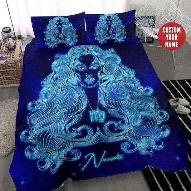 Virgo Girl Zodiac Personalized Custom Name Quilt Duvet Cover Set Bedding3-Piece Bedding Set
