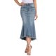 thumbnail image 1 of INSPIRE CHIC Falda Midi de Mezclilla Lavada con Cola de Pescado de Cintura Alta con Dobladillo Crudo Moda Casual con Bolsillos para Mujer Regreso a Clases S Gris Azul, 1 of 6