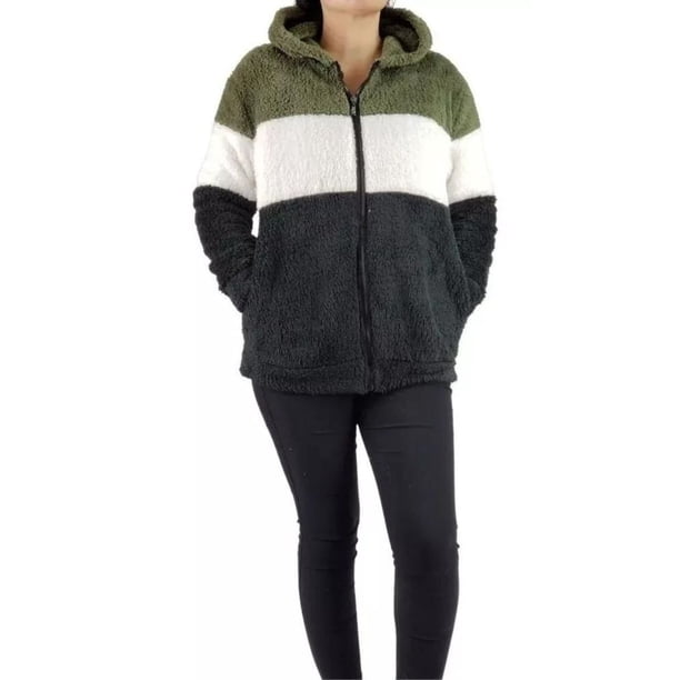 Corderito Peludo Chaqueta Valley Sherpa Mujer Con Gorro 035