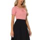 thumbnail image 4 of INSPIRE CHIC Blusa de cuadros para el regreso a clases de mujer con cuello redondo, volantes y mangas abullonadas S Rojo, 4 of 6