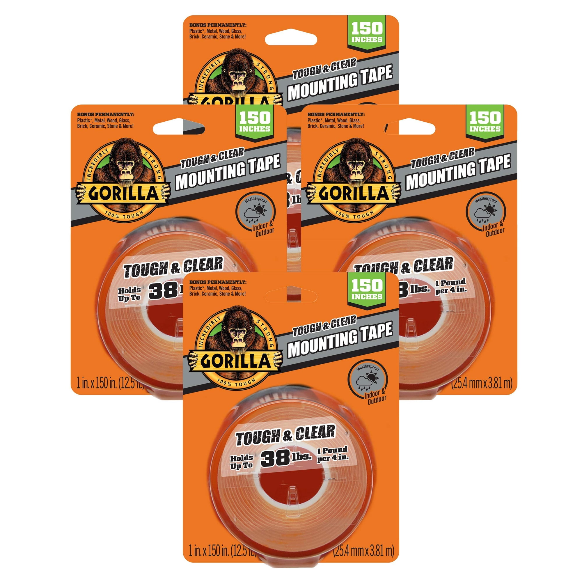 Cinta De Montaje Gorilla Tough & Clear De Doble Cara, 1 Cm X 150 Cm