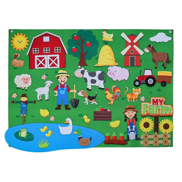 Tablero De Historias De Fieltro Para Colgar En La Pared, Interactivo, Para Preescolar, Guardería, Jardín De Infantes, Granja