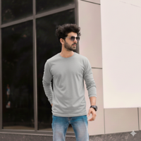 T-World - Polera Algodón Manga Larga Cuello Redondo Uv Antipilling Gris