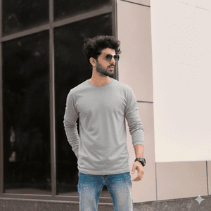 T-World - Polera Algodón Manga Larga Cuello Redondo Uv Antipilling Gris