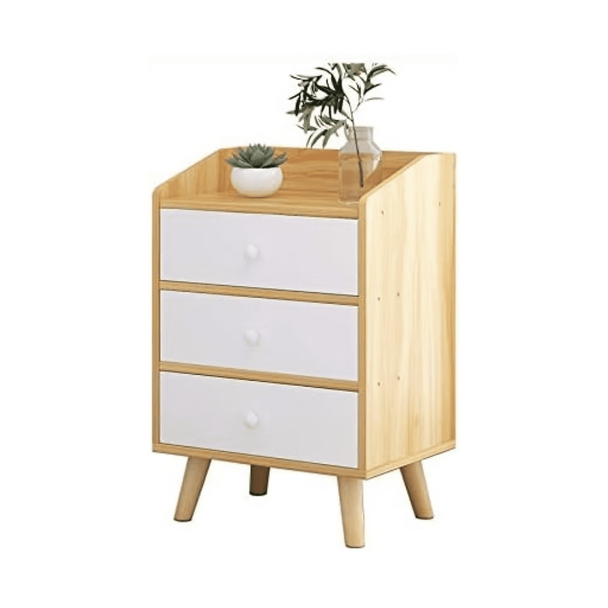 Habita2 Chile - Velador Simply Blanco Minimalista Madera Clara