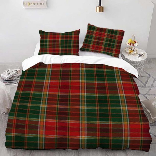 3pcss Plaid Pattern Printed Duvet Cover Set Theme Bedding 3pcss Set Duvet Cover Pillowcase Set Soft