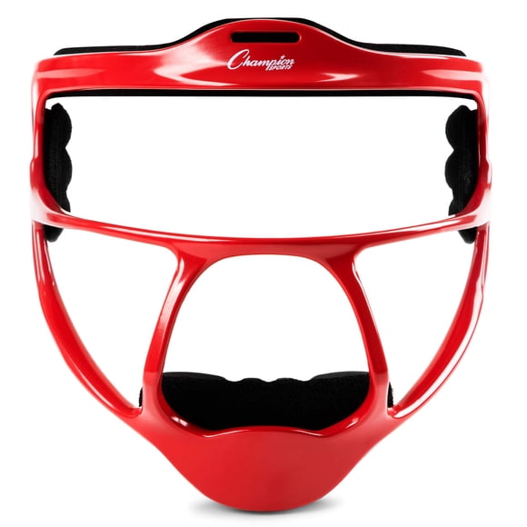 Máscara facial de softball Champion Sports roja y ligera