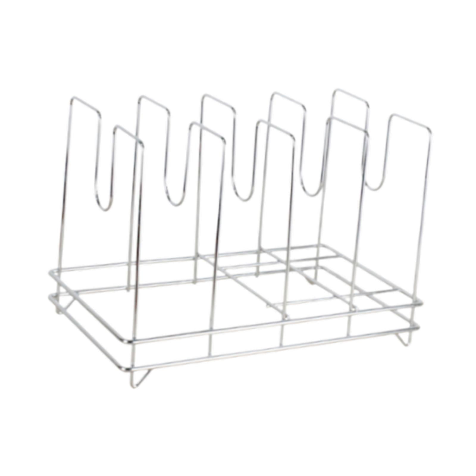 Magideal - Estante Para Pizza, Bandeja De Mesa, Portátil, Ahorro De Espacio, Acero Inoxidable, Soporte Para Pizza, Soporte De Exhibición Para Pizzerías De Cateri 4 Cuadrícula