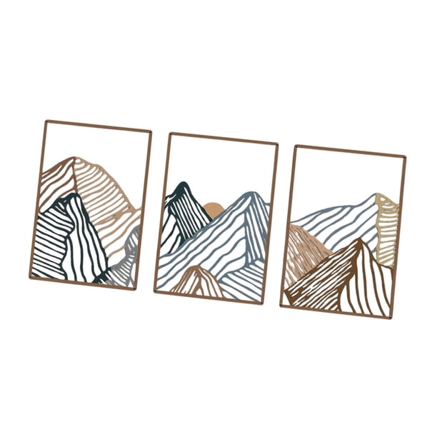 3 Piezas De Pintura Decorativa De Pared De Metal Con Diseño De Montaña Para Oficina, Interior, Granja, Marrón Y Verde