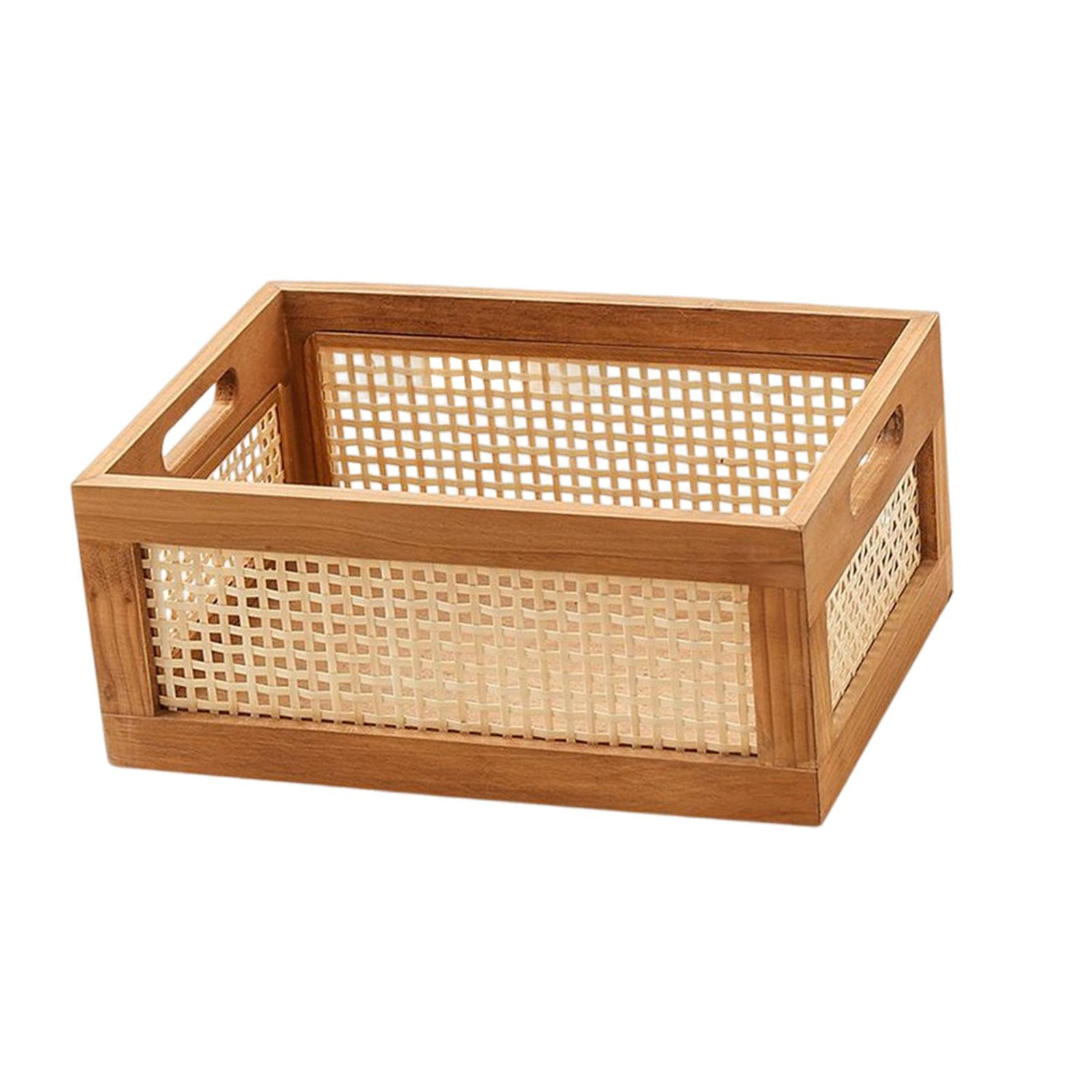 Magideal - Cesta De Almacenamiento De Madera Organización Del Hogar Decorativo Vintage Marco De Escritorio Caja Cajón Caja De Almacenamiento Para Papelería Hogar 35cmx24cmx15cm
